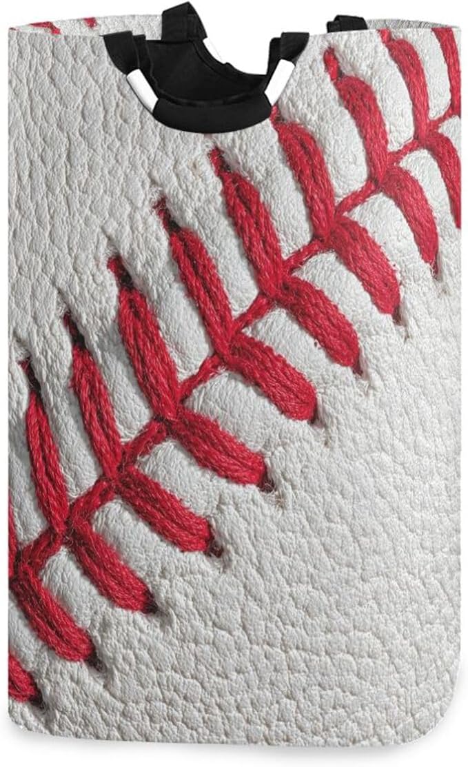 Laundry Hamper Basket Baseball Close-up White Storage Basket Collapsible Laundry Bag with Handle Nursery Hamper Blanket Basket for Kids Room Dirty Cloth College Dorm