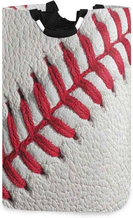 Laundry Hamper Basket Baseball Close-up White Storage Basket Collapsible Laundry Bag with Handle Nursery Hamper Blanket Basket for Kids Room Dirty Cloth College Dorm