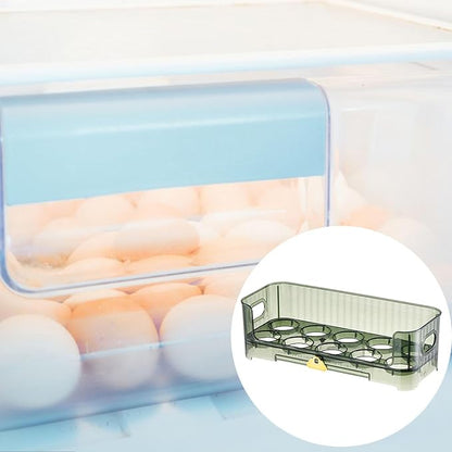 Egg Holder for Fridge Organizer Tray Stackable Reusable Space Saving Container Storage Rack for Cupboard Fridge Door Cabinet, Green