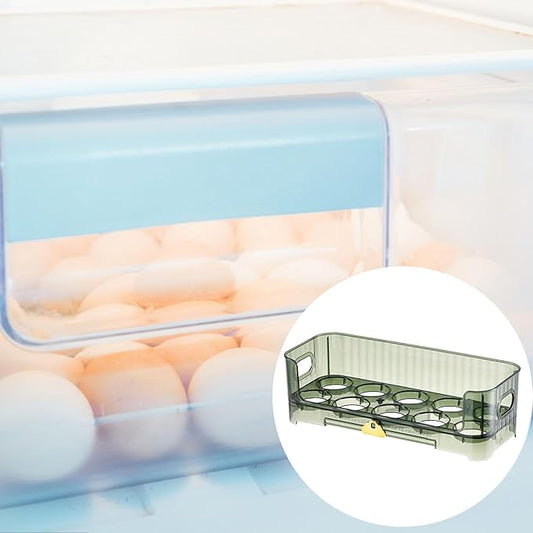 Egg Holder for Fridge Organizer Tray Stackable Reusable Space Saving Container Storage Rack for Cupboard Fridge Door Cabinet, Green