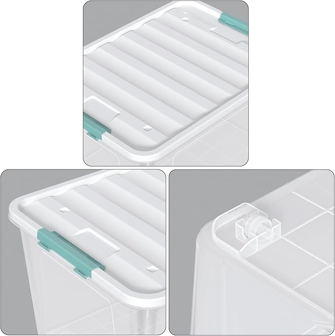 Melontray 85 Quart Large Plastic Storage Bins, 4-Pack Clear Plastic Storage Box with Wheels