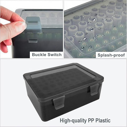 Battery Organizer, Portable Battery Box with Buffer Sponge, Heavy-Duty Plastic Battery Organizer Storage Case for 54 Batteries AA AAA,(Batteries are Not Included)