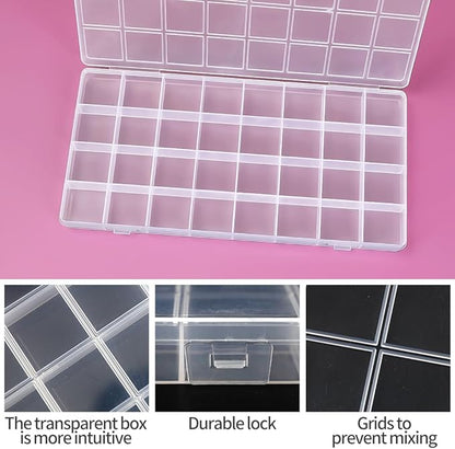 Eppingwin 32 Grids Bead Organizer, Craft Organizers and Storage, Acrylic Organizers, plastic Bead Organizer Box for Crafts Organizing Storing (2 pcak)