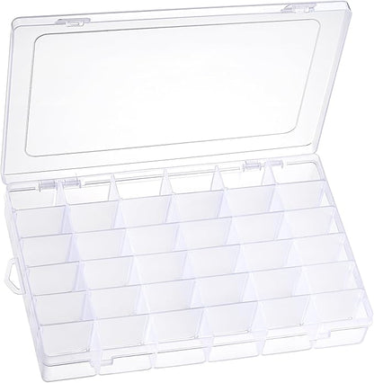 1 Pack 36 Grids Clear Plastic Organizer Box with Adjustable Dividers, Small Craft Organizers and Storage, Compartment Container for Bead, Nail, Jewelry, Art, DIY Crafts, Fishing Tackle, Small Items
