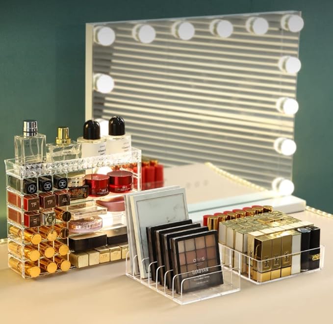 Easyhouse Makeup Organizer, 7 Section Divided Makeup Palette Organizer for Vanity Drawer Countertop Modern Cosmetics Storage for Eyeshadow Palette, Contour Kit, Blush