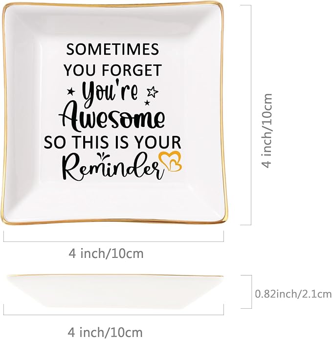 Spegiffu Birthday Gifts for Women Jewelry Dish - You are Awesome Gift for Best Friends Female Coworker Mom Mother's Day Christmas Retirement Valentines Gifts for Her