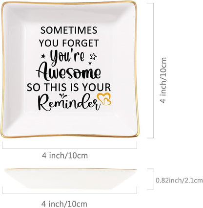 Spegiffu Birthday Gifts for Women Jewelry Dish - You are Awesome Gift for Best Friends Female Coworker Mom Mother's Day Christmas Retirement Valentines Gifts for Her