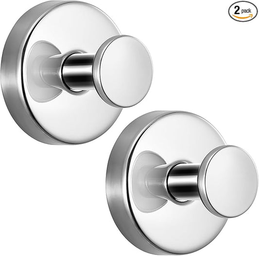 Fenas Suction Cup Hooks for Shower No-Drill Bathroom Hooks for Towels, Robes, Loofah Mountable on Bathroom Walls, Kitchen, Glass, Mirrors, Tile and Smooth,Non-Porous Surfaces (2, Chrome Polished)