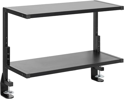 VIVO Clamp-on 24 inch Above or Below Desk 2-Tier Shelving Unit for Table Accessories, Gaming Devices, and More, Storage Tray, Desktop Organizer, Black, STAND-SHELF24C