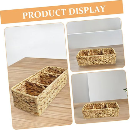 OUNONA Versatile Woven Storage Basket Desk Organizer Cutlery Organizer Basket Storage