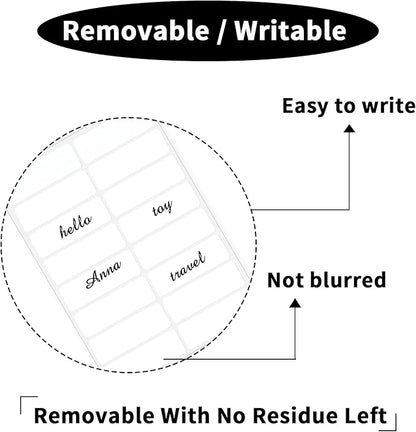Blank Removable Labels, 1x3 Inch White Freezer Labels for Food Containers, Freezer Label to Write on/Waterproof - 240Pcs
