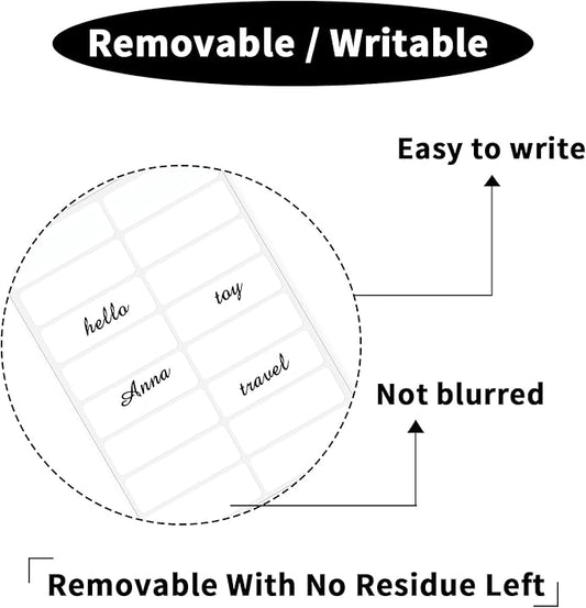 Blank Removable Labels, 1x3 Inch White Freezer Labels for Food Containers, Freezer Label to Write on/Waterproof - 240Pcs