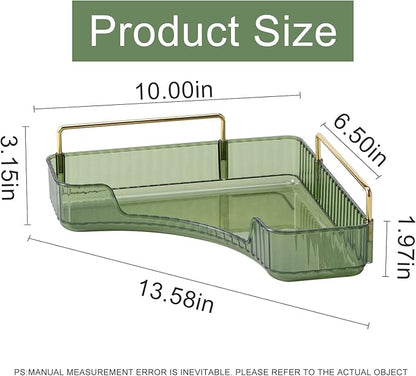 INVSSENE Corner Bathroom Countertop Organizer, Vanity Organizer Trays for Counter, Makeup Organizers, Perfume Tray, Skincare Shelf Storage Gifts for Women Girl Student (Green, 1 Tier)