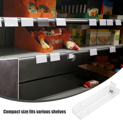 Zerodeko Convenience Store Beverage Pusher Tray Rack Retail Can Organizer for Refrigerator Self Pushing Soda Can Dispenser Dual Sided Design 4CM High Long