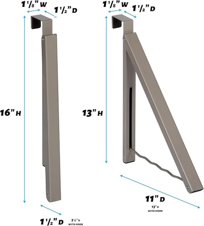 HOLDN’ STORAGE Over The Door Hanger - Single Foldable Rack Organizer for Hanging Clothes, Coats & Towels, Ideal for Dorm Rooms, Laundry, Bathrooms, Etc - Holds up to 20 LBs, Collapsible - Satin Nickel