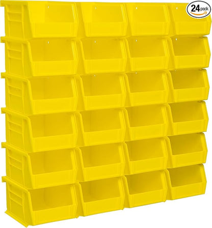 Akro-Mils 30210 AkroBins Plastic Storage Bins, Space-Saving Stackable Bins for Garage, Pantry, Craft Organization, 5-" x 4-" x 3-", Yellow, 24-Pack