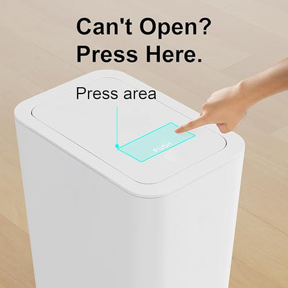 N. NETDOT 3 Pack 3 Gallon Small Trash Can with Lid, Bathroom Garbage Can with Pop-Up Lid, Waste Basket for Bathroom, Kitchen, Bedroom, Powder Room, Craft Room, Office, College (Off White)