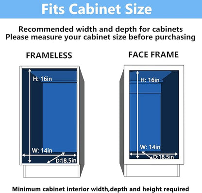 2 Tier Individual Pull Out Cabinet Organizer 13½" W x 18" D, Heavy Duty Cabinet Pull Out Shelves, Slide Out Drawers Organization for Kitchen Cabinets Bathroom