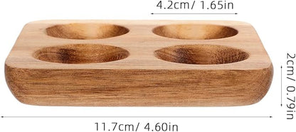 Homoyoyo 4 Egg Holder Countertop, Acacia Wood Egg Holder 4 Slot, Compact Natural Organizer for Kitchen Display Fridge for Chocolates, Sushi, Kitchen Organization for Busy Parents Home Hearth