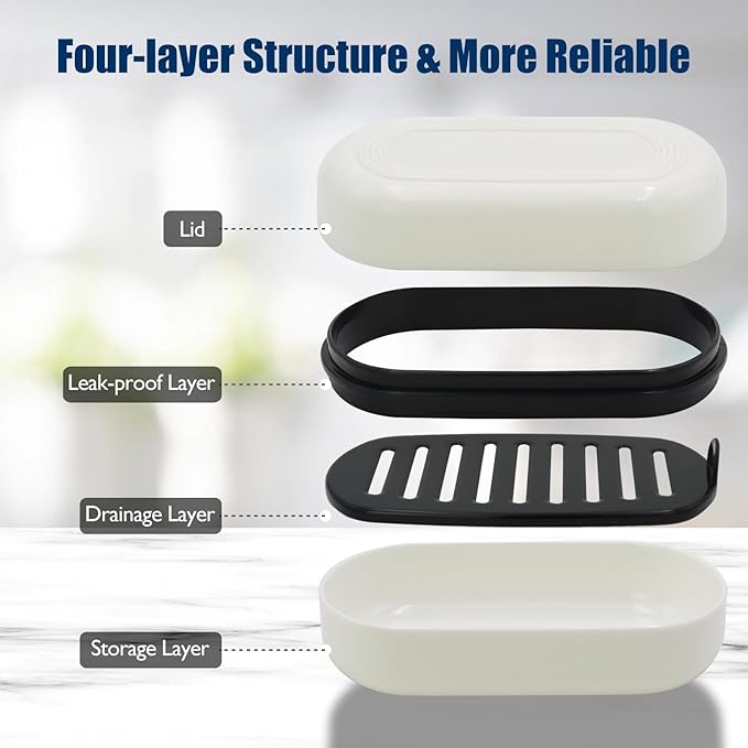 AIMAIAIMAI Shampoo Bar Holder Travel Case for Two Bars – Compatible with Kitsch Solid Shampoo & Conditioner Bars, Large Soap Container for Bathroom or Travel (1 Pack, White Style A-Large)