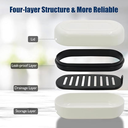 AIMAIAIMAI Shampoo Bar Holder Travel Case for Two Bars – Compatible with Kitsch Solid Shampoo & Conditioner Bars, Large Soap Container for Bathroom or Travel (1 Pack, White Style A-Large)