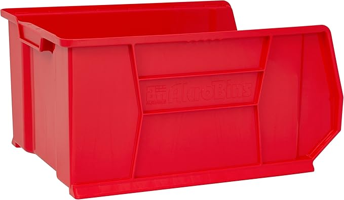Akro-Mils 30289 Super-Size AkroBins Plastic Storage Bins, Space-Saving Stackable Bins for Garage, Classroom, Warehouse Organization, 24-Inch L x 18-Inch W x 12-Inch H, Red, 1-Pack