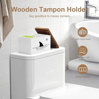 Tampon Holder for Bathroom,White Feminine Product Organizer,Girl Stuff Box for Bathroom,Pad and Tampon Organizer for Bathroom,Pad Holder for Bathroom,Shark Week Bathroom Organizer,Bathroom Accessories