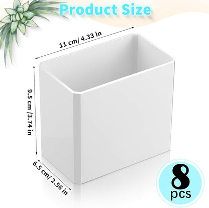 Suclain 8 Pcs Wall Mounted Organizer Non-Drilling Adhesive Floating Shelf White Wall Bin Organizer Hanging Storage Containers for Bedroom Bathroom Kitchen Office