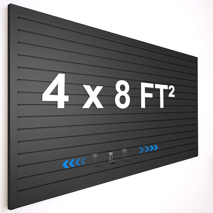 [8x4 Ft²] PVC Slat Wall Paneling, Adjustable Slatwall Panels with Coupling Structure, Slatted Wall Panel System with Customizable Storage Options, DIY Cutting & Easy-to-Install Slatwall Board Shelves