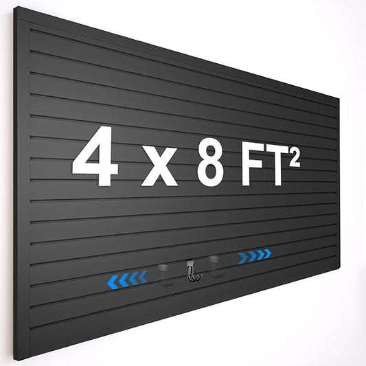 [8x4 Ft²] PVC Slat Wall Paneling, Adjustable Slatwall Panels with Coupling Structure, Slatted Wall Panel System with Customizable Storage Options, DIY Cutting & Easy-to-Install Slatwall Board Shelves