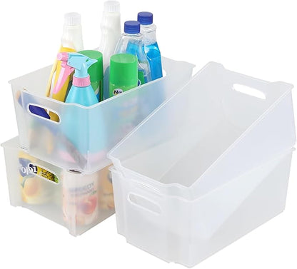 4-Pack Plastic Organizer Bins, Large Open Pantry Storage Organizing Bin, F