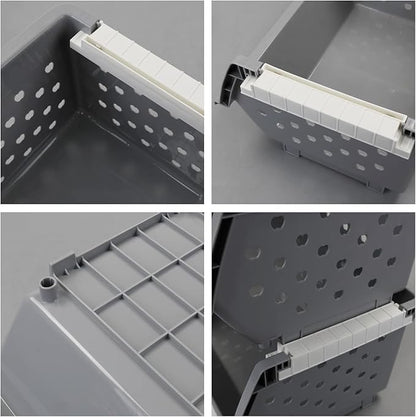 3 Pack Gray Large Stacking Basket Bin, Open Front Stackable Storage Baskets