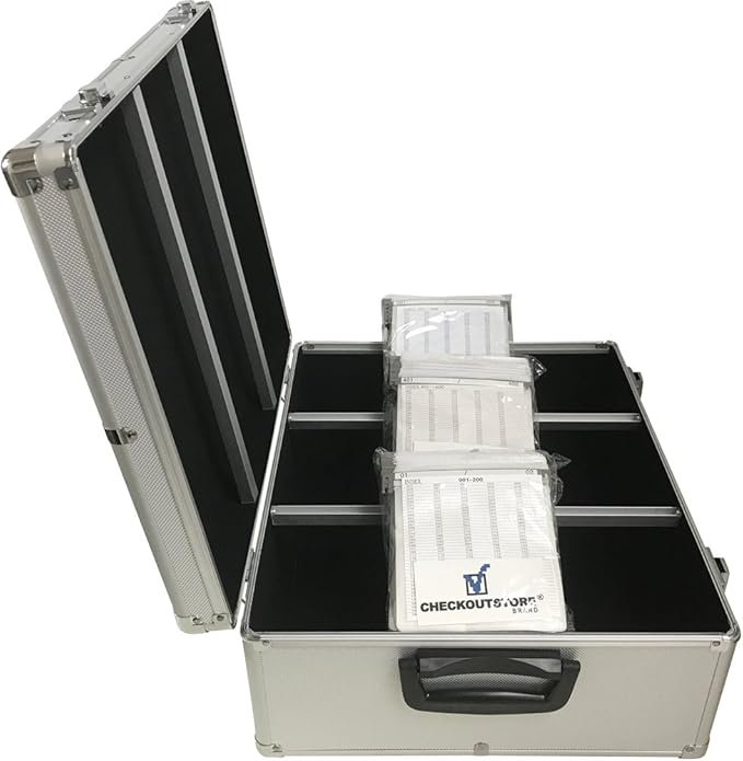 CheckOutStore (1) Aluminum CD/DVD Media Hanging Sleeves Storage Box (Silver/Holds 600 Discs)