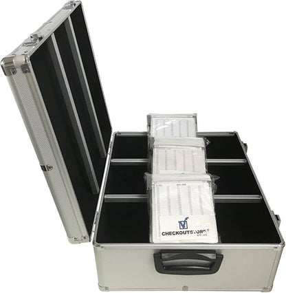 CheckOutStore (1) Aluminum CD/DVD Media Hanging Sleeves Storage Box (Silver/Holds 600 Discs)