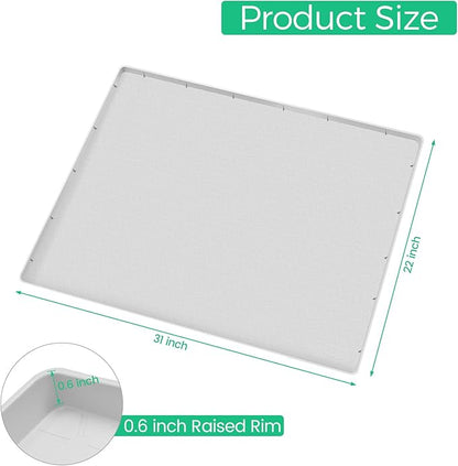 TRZZ Silicone Waterproof Under Sink Mat 31" x 22", Drip Tray and Cabinet Liner for Kitchen and Bathroom, Prevents Water Damage and Organizes Cabinets (Light Grey)