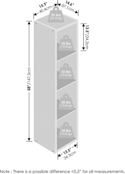 Furinno Cubic Closet Organizers and Storage, 4-Cube Closet Organizer, Vertical Open Shelf Closet Storage, Extra Thick Frame for Wardrobe, Bedroom, Living Room, White