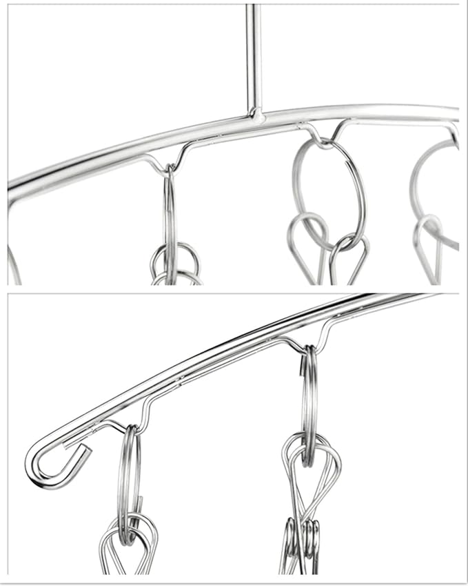 DurReus Reusable Stainless steel Drying Rack Laundry Drip Hanger 8 Clips Closet Organizer for Hanging Lingerie,Underwear,Clothes Disapers,Mitten,Socks,Hats,Bras,Skirts,Scaf