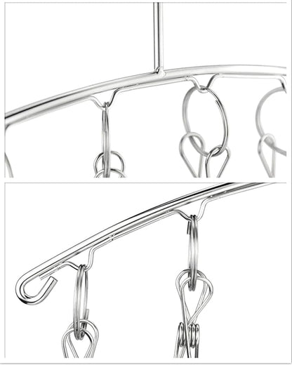 DurReus Reusable Stainless steel Drying Rack Laundry Drip Hanger 8 Clips Closet Organizer for Hanging Lingerie,Underwear,Clothes Disapers,Mitten,Socks,Hats,Bras,Skirts,Scaf