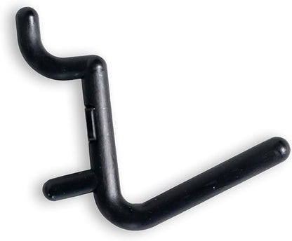 WallPeg 100 Pegboard Peg Hooks – Durable, Self-Locking Black Peg Board Hooks - 50 J & 50 L Style FlexLock Peg Hooks for Hanging Tools, Storage, and Wall Organization - Fits 1/4" Peg Holes