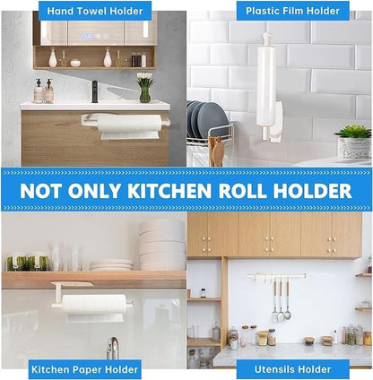 Paper Towel Holder Under Cabinet Wall Mounted Magnetic Paper Kitchen Towel Holder Stainless Steel 13inch White Paper Towel Holder for Bathroom Vanity Storage Organzier