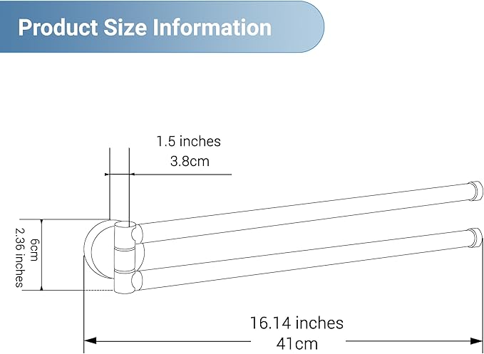 BGL Swivel Towel Bar for Bathroom Chrome,Swing Out Double Towel Bar 2-Arm Kitchen Wall Mounted Towel Hanger Holder for Bathroom Organizer