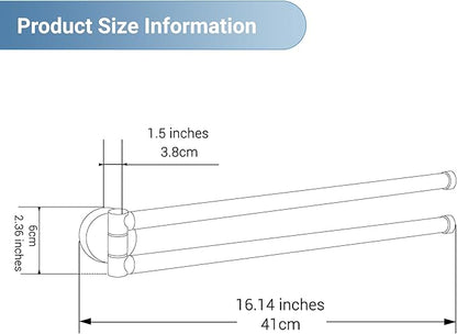 BGL Swivel Towel Bar for Bathroom Chrome,Swing Out Double Towel Bar 2-Arm Kitchen Wall Mounted Towel Hanger Holder for Bathroom Organizer
