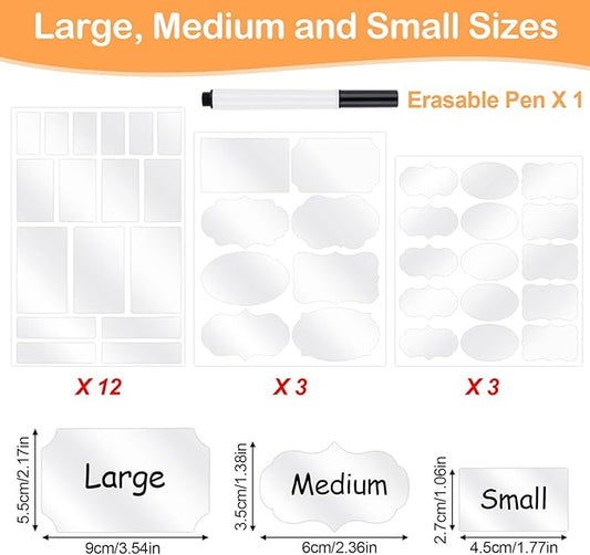 273 Pcs Labels for Jars, Waterproof Reusable Chalkboard Labels for Food Containers, Bottles, Blackboard Stickers with 1 Erasable Chalk Marker (Clear)