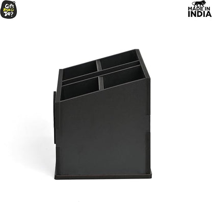 GKD wooden Remote Stand with 5 Sections | Remote Holder for Living Room, TV, and AC | Stationary Organizer | 5 in 1 | Ideal for Home and Office (Black Rajasthan)