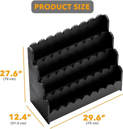 SpaceAid 4-Tier Scalloped Bookshelf, Montessori Bookcase for Toddlers, Wooden Book Shelf Organizer Display Furniture for Kids Rooms, Playroom, Nursery and Classroom, 29.6“ Wide, Black