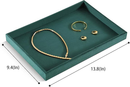 Jewelry Organizers And Storage, Velvet Jewelry Trays,Premium Flat Watch Tray,Luxury Jewelry Display For Vendors,Green Necklace Display For Selling
