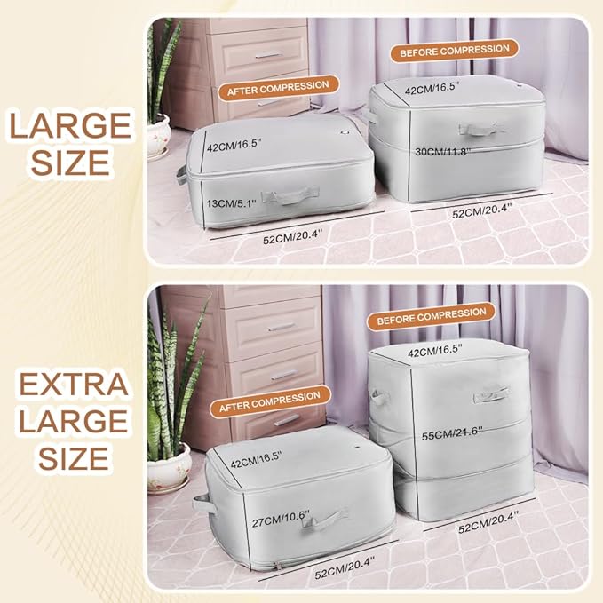 Posurry Space saver bag,for quilts, duvets or other fluffy clothing.Measures 21"L x 16.5"W x 21.2"H when unfolded and 21"L x 16.5"W x 10"H when compressed.Pink