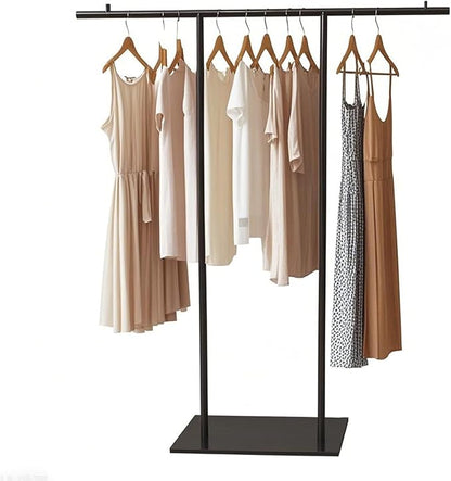 Clothing Display Rack Black Metal Stand for Boutique, Floor-Standing Clothes Hanging Organizer for Garment Costume Coat Storage Retail Display Racks (Black, Medium)
