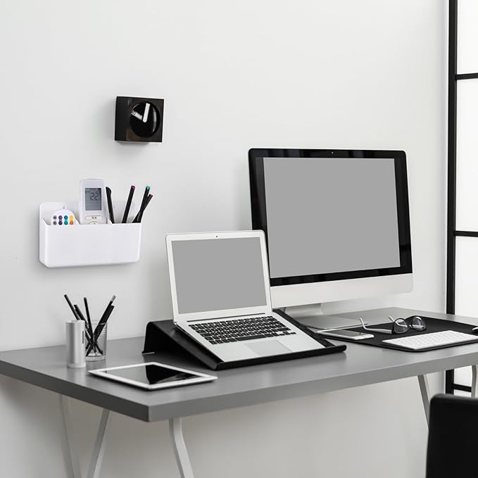 12 Pcs Remote Control Holders Wall Mount Self Adhesive Controller Holder Universal Wall TV Remote Phone Pen Holder Storage Accessories for Home Office School(White)