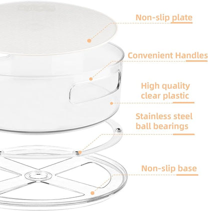 4 Pack Lazy Susan Organizer for Cabinet：Lazy Susan Turntable (8/10/11/12 Inch) with Non-Slip Mat and Handles,Turntable Rack for Kitchen,Pantry,Refrigerator,Bathroom and Vanity Countertop